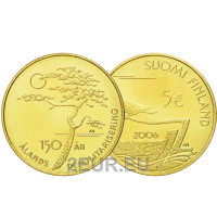 Finlandia 5 euros UNC 2006 - 150 años Desmilitarización de las Islas Aland
