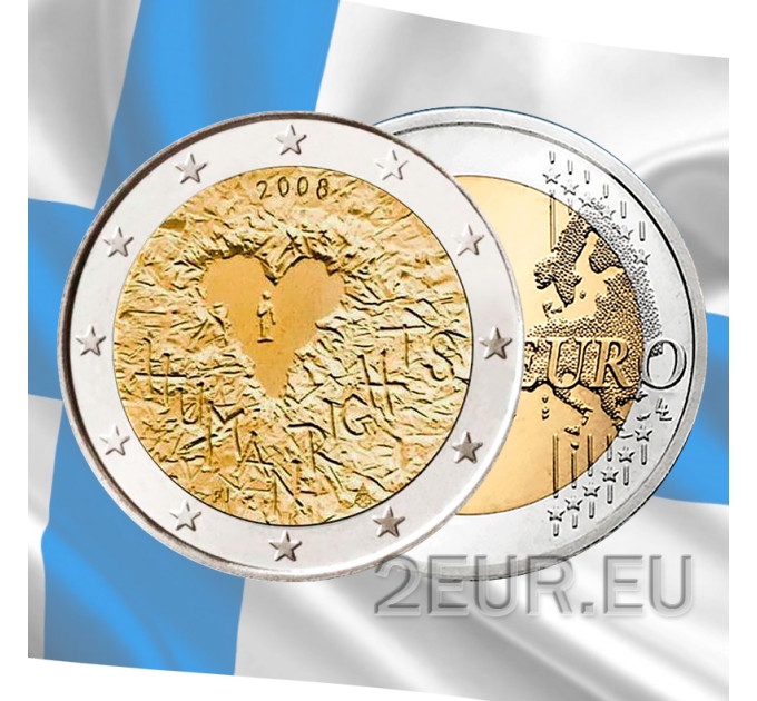 Finlandia 2 euros UNC 2008 - 60 Años Promulgación de los Derechos Humanos por 16.90 € ✅