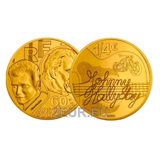 Francia 1/4 euro UNC 2020 - Johnny Hallyday - 60 años de recuerdos por 7.50 € ✅