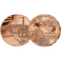 Francia 1/4 euro UNC 2023 - Juegos Olímpicos París 2024 - Cesta deportiva para silla de ruedas