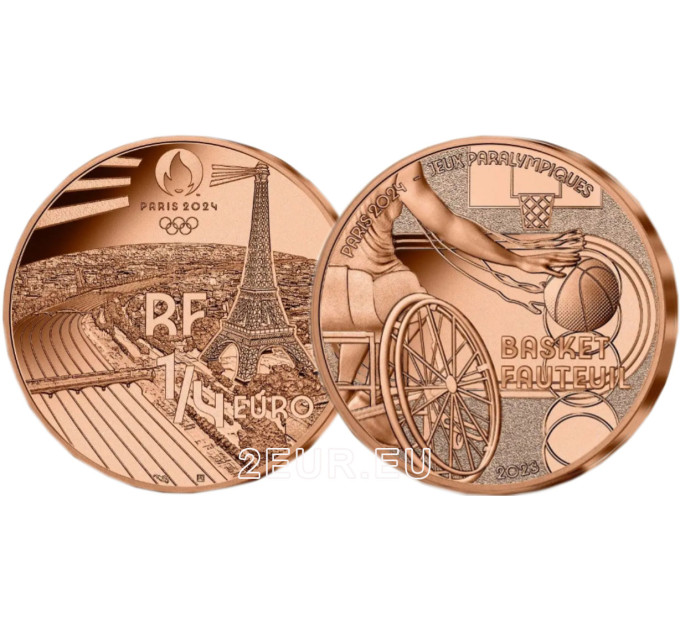 France 1/4 euro UNC 2023 - Paris 2024 Olympic Games - Sports Wheelchair Basket for 7.50 € ✅