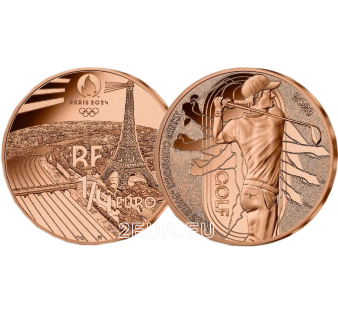 Francia 1/4 euro UNC 2023 - Juegos Olímpicos París 2024 - Golf por 7.50 € ✅