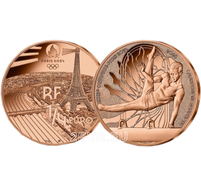 Francia 1/4 euro UNC 2023 - Juegos Olímpicos París 2024 - Deportes Gimnasia Artística por 7.50 € ✅