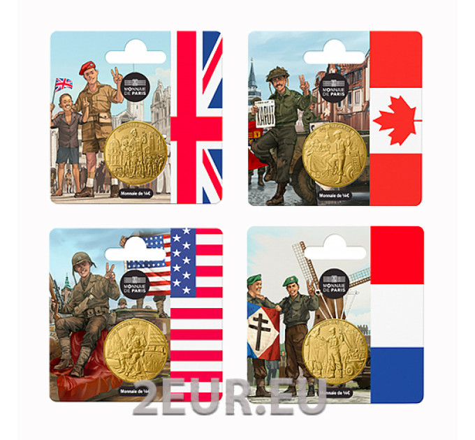France 1/4 euro UNC 2025 - 80th Anniversary of D-DAY – Landing in Normandy for 32.00 € ✅