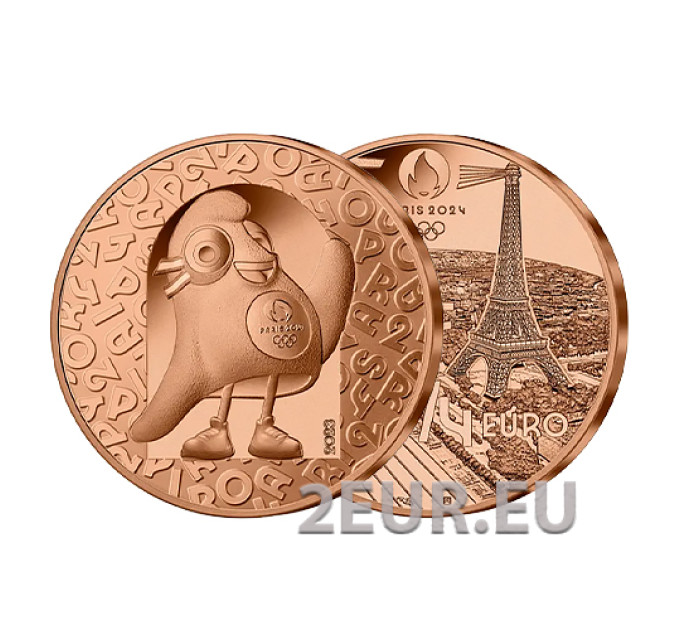 France 1/4 euro UNC 2023 - Paris 2024 Olympic Games - Mascot for 7.50 € ✅