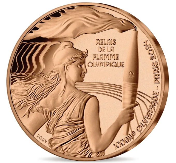 France 1/4 euro UNC 2024 - Paris 2024 Olympic Games - Olympic Torch Relay for 7.50 € ✅