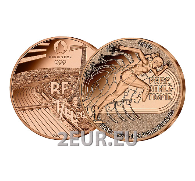 Francia 1/4 euro UNC 2024 - Juegos Olímpicos París 2024 - Atletismo paralímpico por 7.50 € ✅