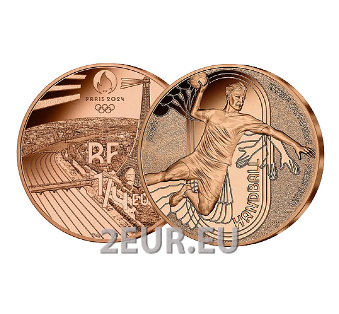 France 1/4 euro UNC 2024 - Paris 2024 Olympic Games - sports handball for 7.50 € ✅