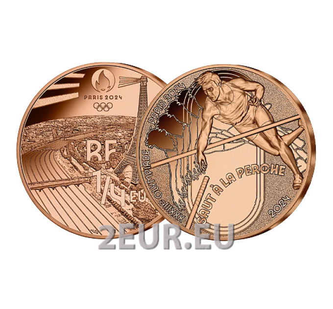 France 1/4 euro UNC 2024 - Paris 2024 Olympic Games - Sports pole vaulting for 7.50 € ✅