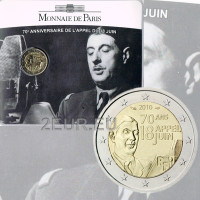 Francia 2 euros BU 2010 - 70° Aniversario del Llamamiento del 18 de junio de 1940 - Charles de Gaulle