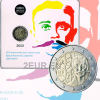 Francia 2 euros BU 2013 - 150º aniversario del nacimiento de Pierre de Coubertin