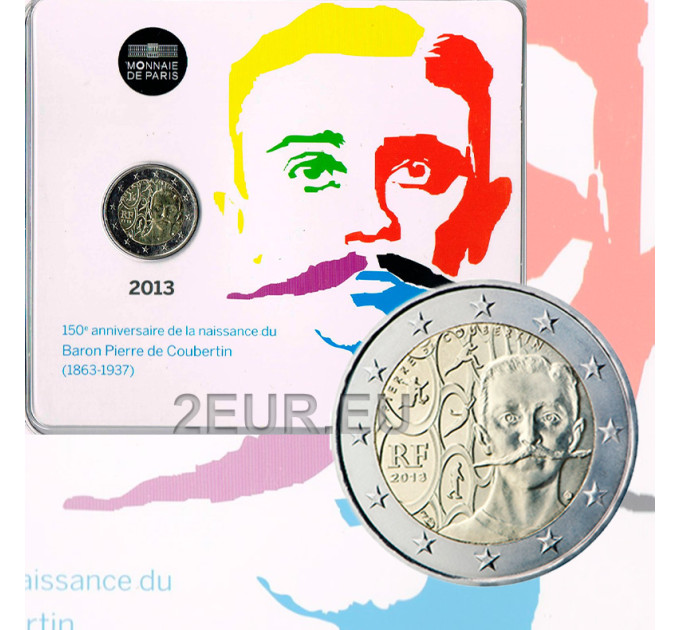 Francia 2 euros BU 2013 - 150º aniversario del nacimiento de Pierre de Coubertin por 55.00 € ✅