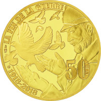 France 50 euro Gold coin Proof 2018 - The Great War - Peace France 50 euro Gold coin Proof 2018 - The Great War - Peace