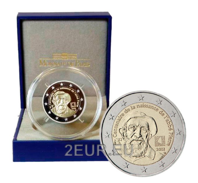 Francia 2 euros Proof 2012 - 100 Aniversario del Nacimiento del Abbé Pierre por 65.00 € ✅