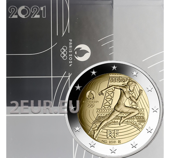 France 2 euro Proof 2021 - Summer Olympics Paris 2024 - Handover of the Olympic Flag for 150.00 € ✅
