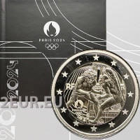 Francia 2 euros Proof 2024 - Juegos Olímpicos de París 2024 - Hércules practicando lucha libre - Notre Dame