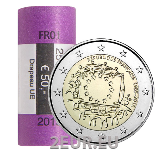 Francia 2 EUROS ROLLO 2015 - 30º Aniversario de la Bandera de la UE por 100.00 € ✅