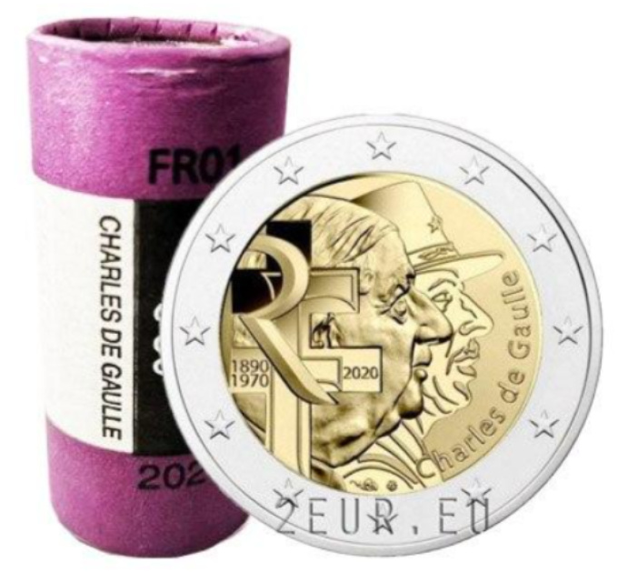 Francia 2 EUROS ROLLO 2020 - Charles de Gaulle por 70.00 € ✅