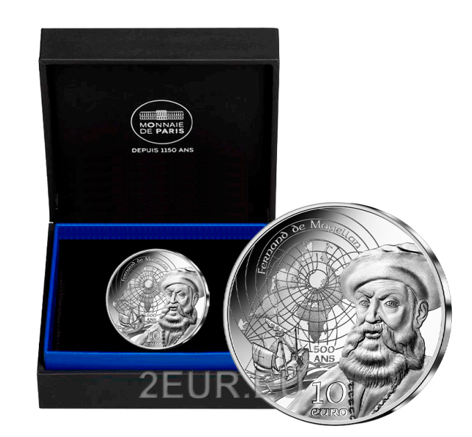 Francia 10 euros moneda de plata Proof 2021 - Edad de Magallanes y Manuelina por 110.00 € ✅