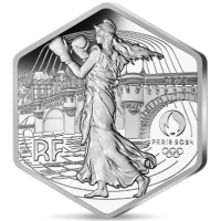 Francia 10 euros moneda de plata 2023 - Juegos Olímpicos de 2024 en París - sembrador hexagonal