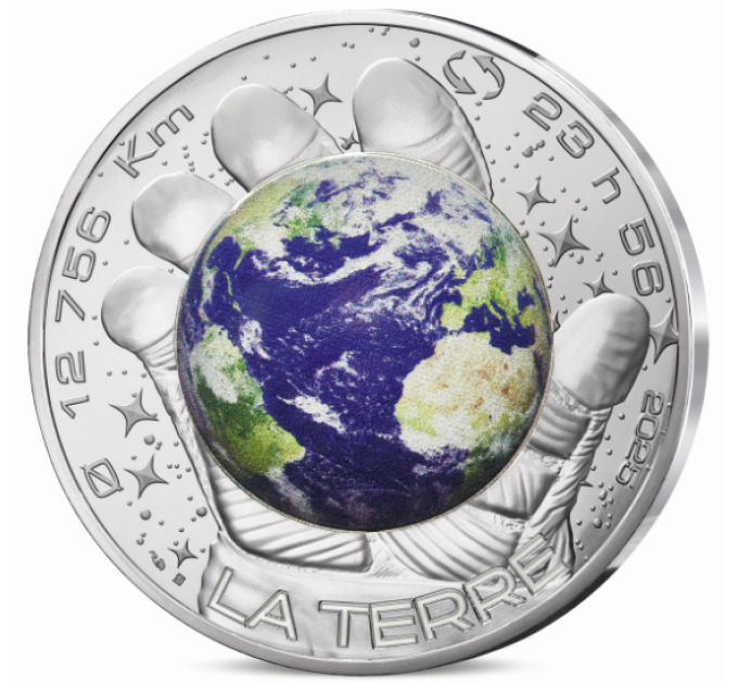 France 100 euro silver coin Proof 2025 - A Space Odyssey with Thomas Pesquet - Earth for 149.00 € ✅
