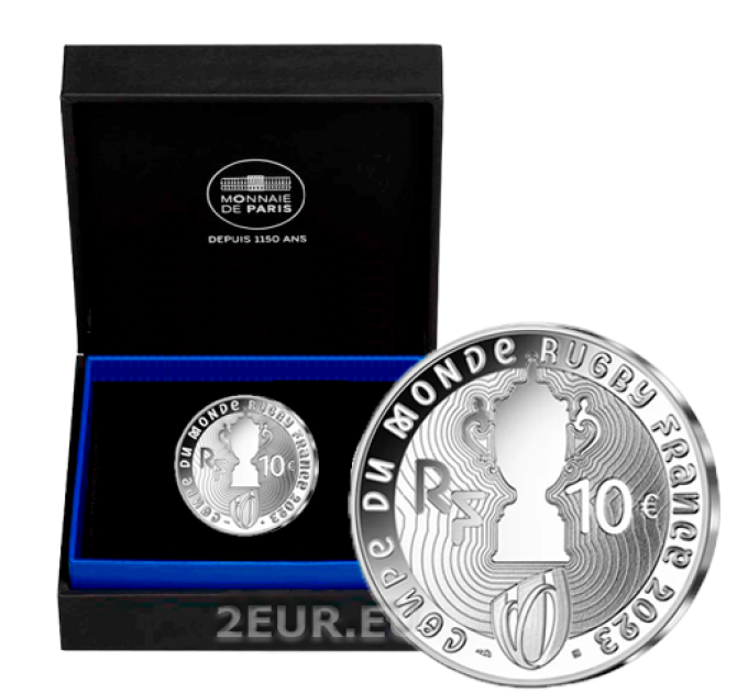 Francia 10 euros moneda de plata Proof 2022 - Copa Mundial de Rugby Francia 2023 - Emblema por 95.00 € ✅