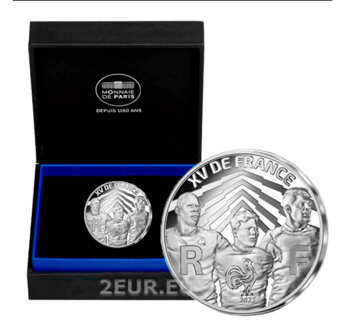 Francia 10 euros moneda de plata Proof 2022 - Copa Mundial de Rugby Francia 2023 - XV de Francia 2022 por 95.00 € ✅
