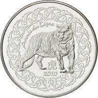 Francia 5 euros moneda de plata BU 2010 - Fábulas de La Fontaine - El año del tigre