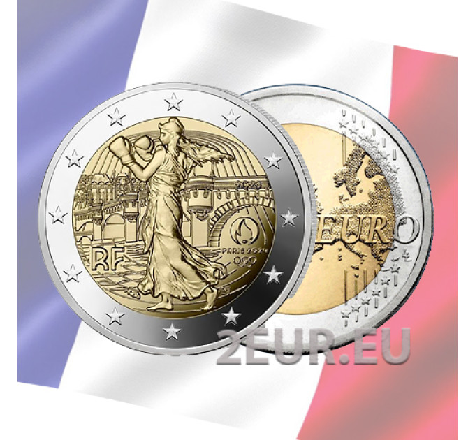 Francia 2 euros UNC 2023 - Juegos Olímpicos París 2024 - El Sembrador practica el pugilismo por 10.00 € ✅