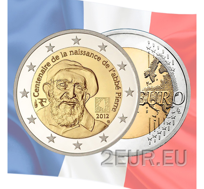 Francia 2 euros UNC 2012 - 100 Aniversario del Nacimiento del Abbé Pierre por 7.50 € ✅