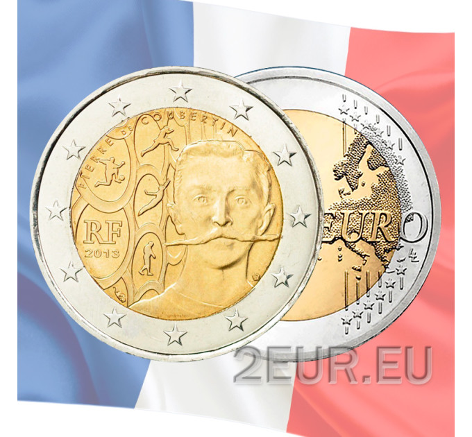 France 2 euro UNC 2013 - 150th Anniversary of the Birth of Pierre de Coubertin for 7.50 € ✅