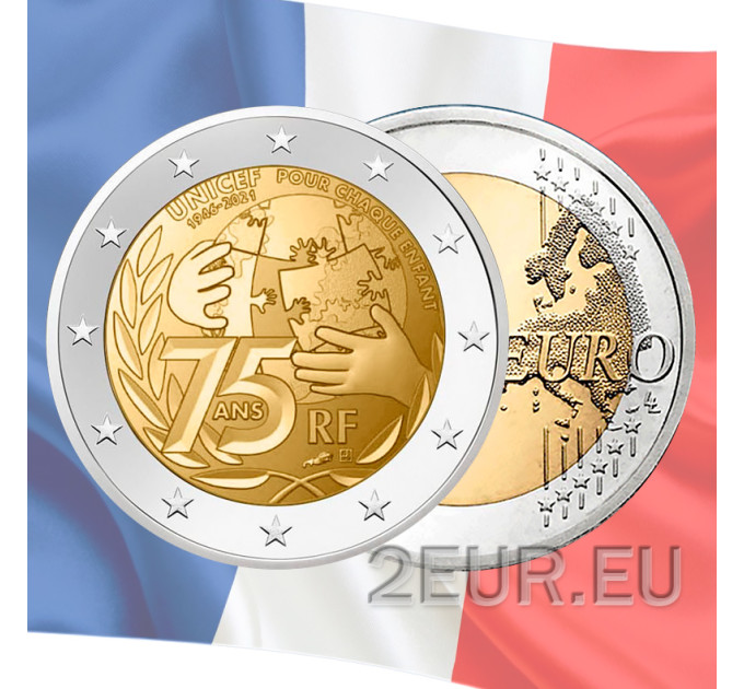 Francia 2 euros UNC 2021 - 75 años desde la fundación de UNICEF por 4.50 € ✅