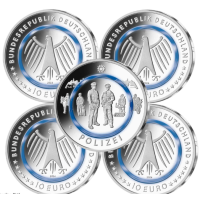Germany 10 euro UNC 2024 - At the Service of Society - Police - ADFGJ Germany 10 euro UNC 2024 - At the Service of Society - Police - ADFGJ