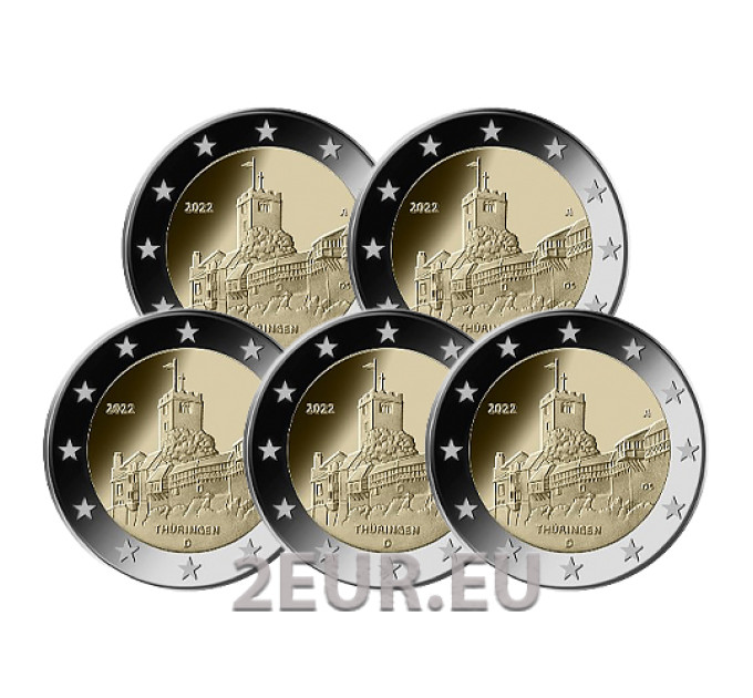 Germany 2 euro UNC 2022 - Thuringia - Wartburg Castle - ADFGJ for 19.50 € ✅