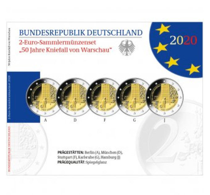 Alemania 2 euro proof 2020 - 50 años desde la Kniefall von Warschau - Genuflexión de Varsovia por 37.90 € ✅