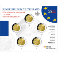 Alemania 2 Juego de monedas de euro BU 2022 - 35 años de Erasmus - ADFGJ
