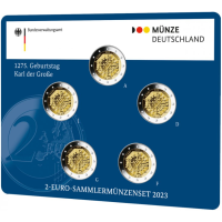 Alemania 2 Juego de monedas de euro BU 2023 - 1275° Aniversario del Nacimiento de Carlomagno - ADFGJ