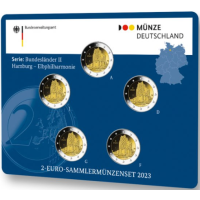 Alemania 2 Juego de monedas de euro BU 2023 - Hamburgo - Filarmónica del Elba - ADFGJ