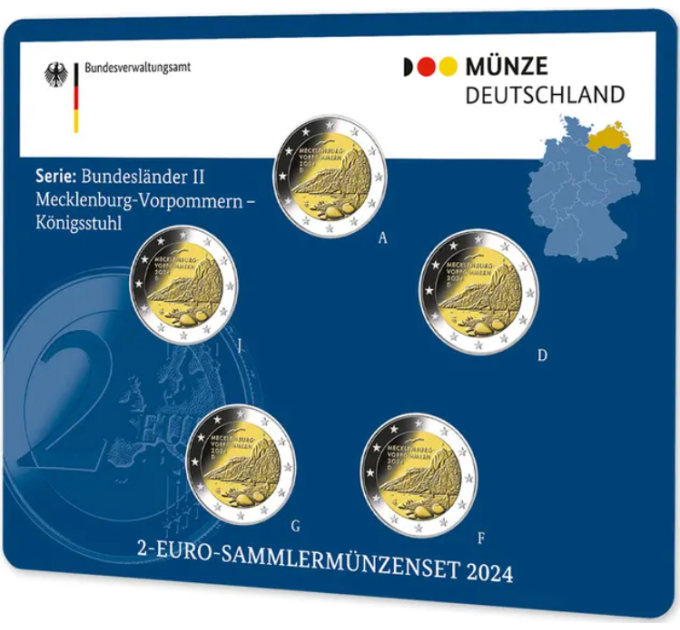 Alemania 2 Juego de monedas de euro BU 2024 - Mecklemburgo-Pomerania Occidental - ADFGJ por 26.90 € ✅