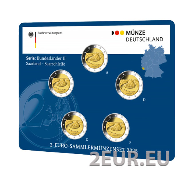 Alemania 2 Juego de monedas de euro BU 2025 - SARRE - ADFGJ por 26.90 € ✅