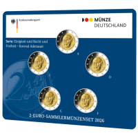 Germany 2 Euro coin set BU 2026 - Konrad Adenauer - ADFGJ