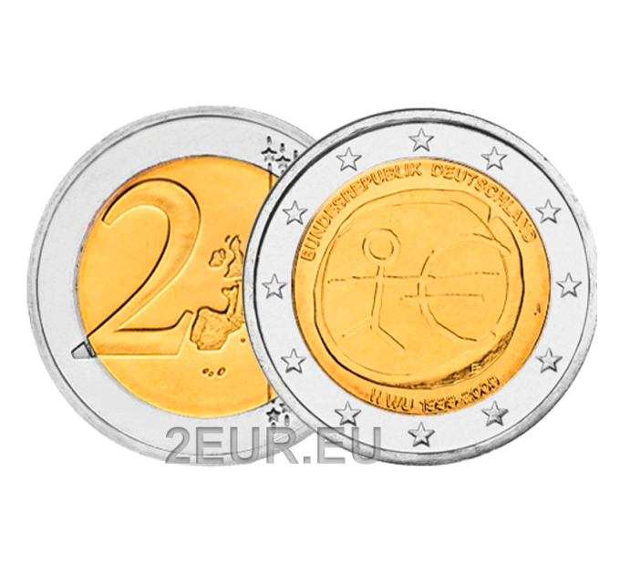 Alemania 2 euros UNC 2009 - 10 Años Euro - J - Hamburgo por 9.00 € ✅