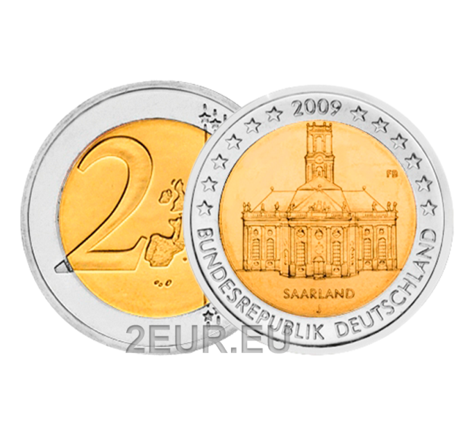 Alemania 2 euros UNC 2009 - Saarland Ludwigskirche Saarbrucken - J - Hamburgo por 8.00 € ✅