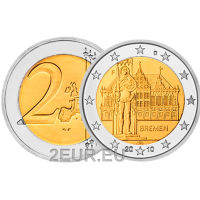 Germany 2 euro UNC 2010 - City Hall and Roland - F - Stuttgart