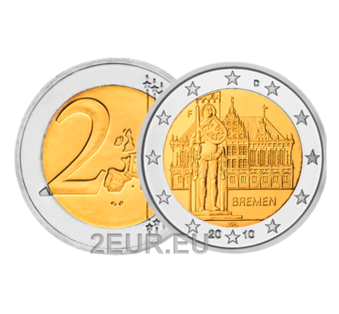 Germany 2 euro UNC 2010 - City Hall and Roland - F - Stuttgart for 7.70 € ✅