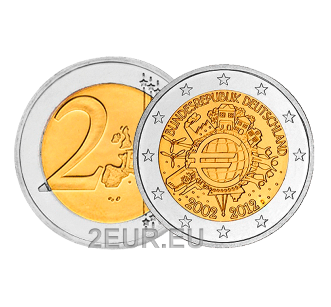 Alemania 2 euro UNC 2012 - 10 Años de Euro Cash - D - Munich por 7.30 € ✅