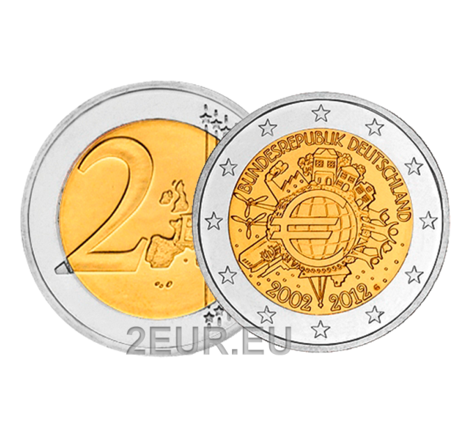Germany 2 euro UNC 2012 - 10 Years of Euro Cash - G - Karlsruhe for 7.20 € ✅