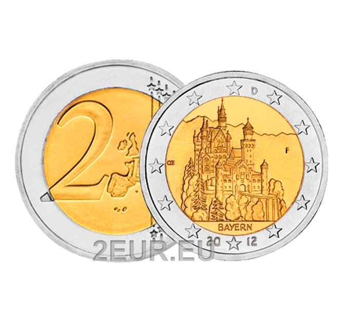 Germany 2 euro UNC 2012 - BAVARIA - F - Stuttgart for 6.40 € ✅
