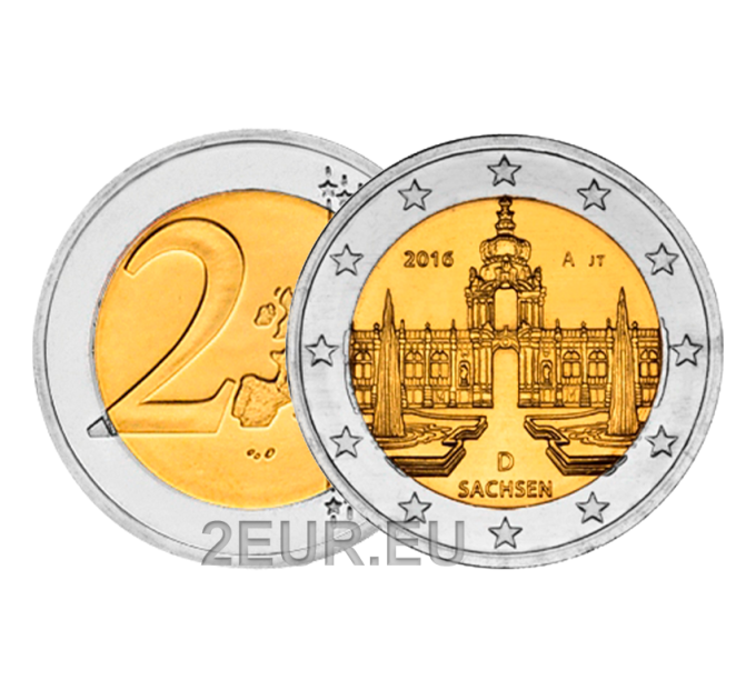 Alemania 2 euros UNC 2016 - Palacio Zwinger de Dresde - A - Berlín por 6.50 € ✅