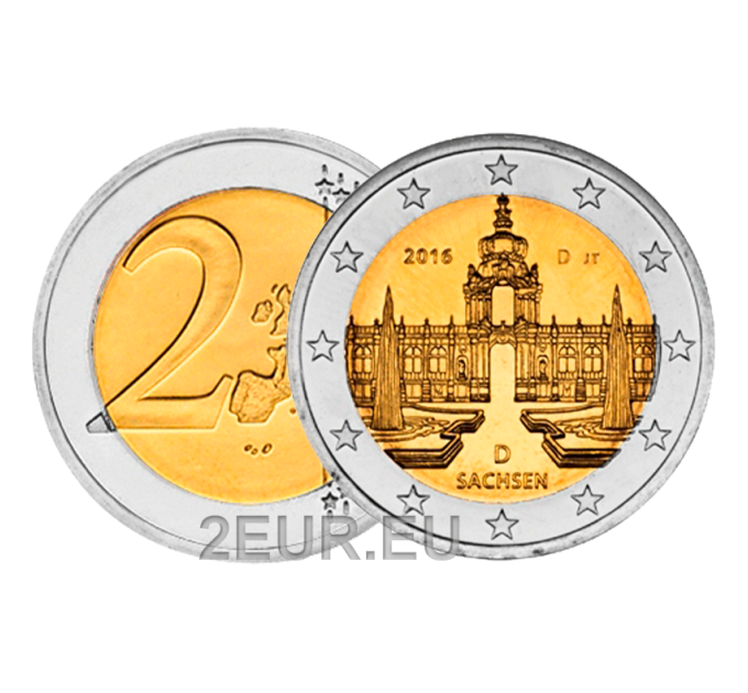 Alemania 2 euros UNC 2016 - Palacio Zwinger de Dresden - D - Munich por 6.50 € ✅
